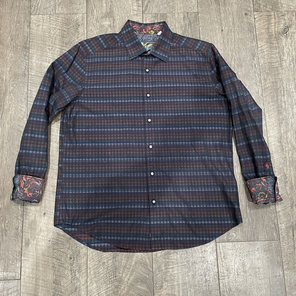 Robert Graham‎ Men's Medium Calisoga Long Sleeve Woven Shirt Flip Cuff Roses - Picture 2 of 9